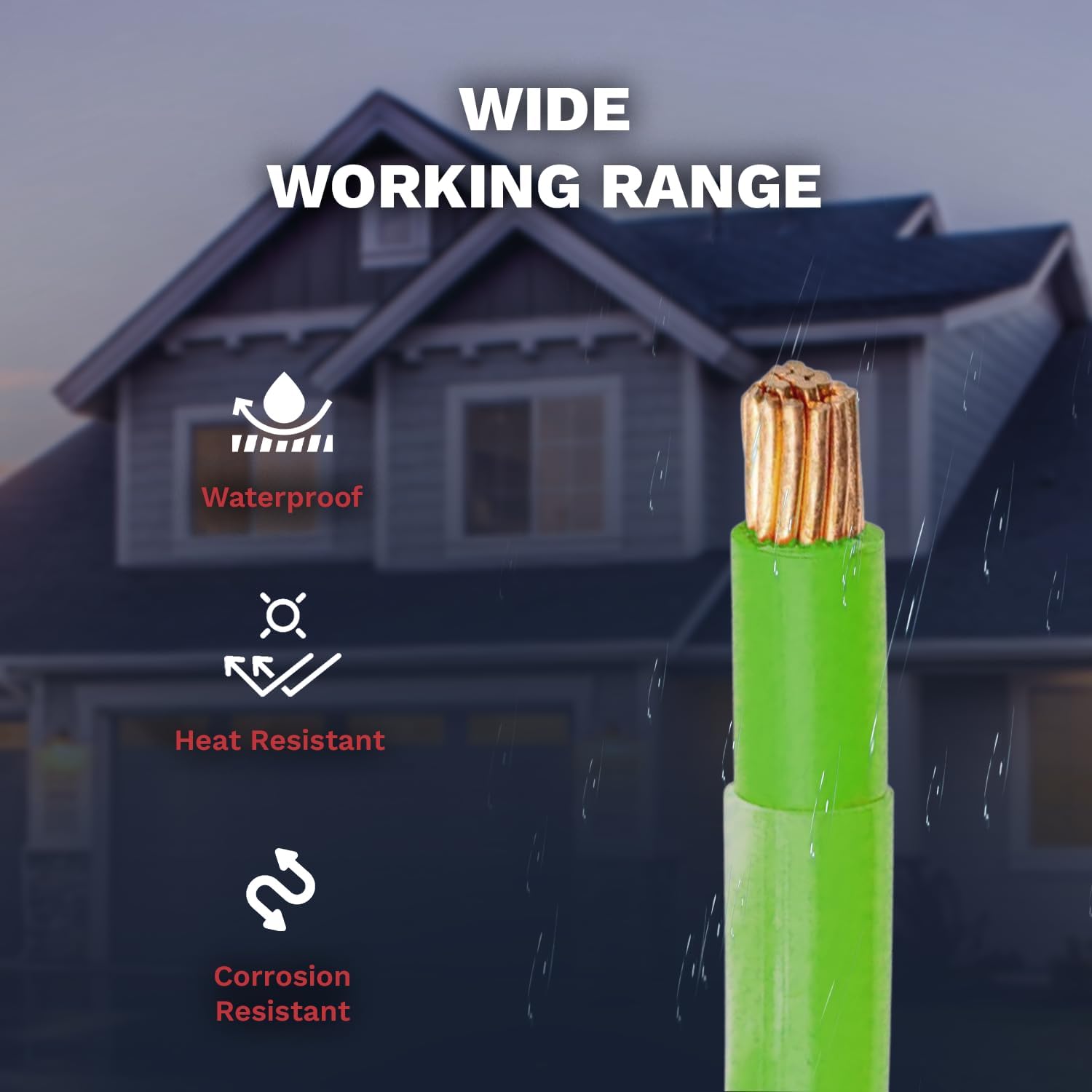 White/Red/Black 6 AWG Green 8 Gauge THHN Wire Stranded Bare Copper Electrical Building Wire with Nylon Jacket PVC Insulation Rated 600V Residential, CNC, Ground, Industrial 50 FT