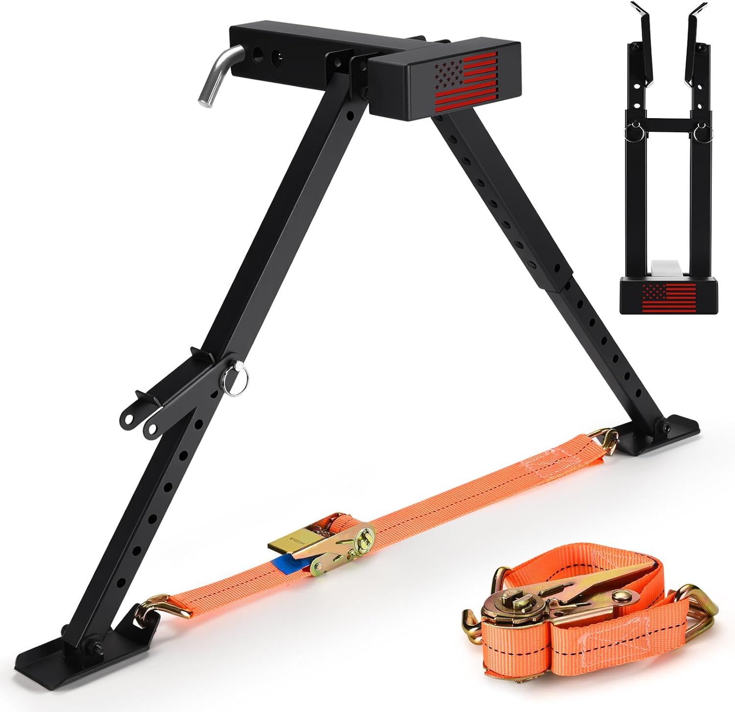 RV Hitch Mount Stabilizer, Height Adjustable of 11"-22" RV Stabilizer, Foldable Stabilizer Jacks Universal Fit 2" Receiver with 2 Setting Options, Black