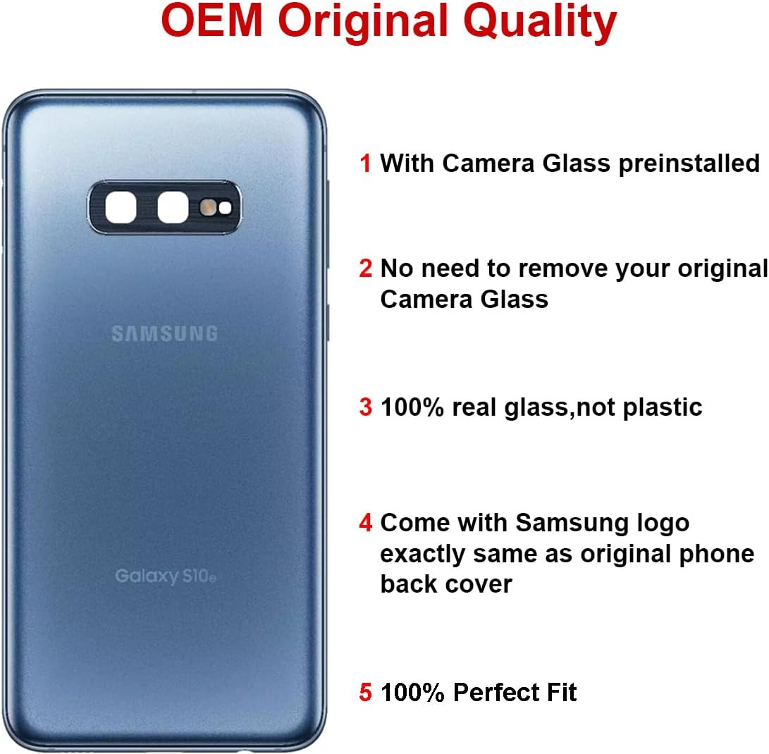 Rear Back Glass Replacement for Samsung Galaxy S10e 5.8inches with Reparing Toolkit and Pre-Installed Camera Lens (Prism Blue)