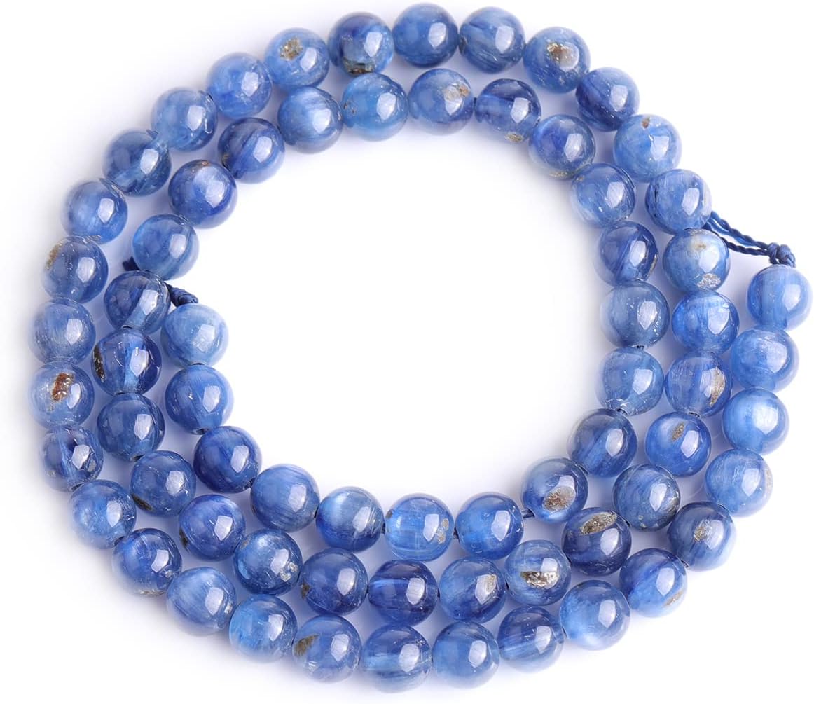 GEM-Inside Blue Kyanite Gemstone Loose Beads Natural Energy Power Beads for Jewelry Making Natural 6mm Smooth Round 15"