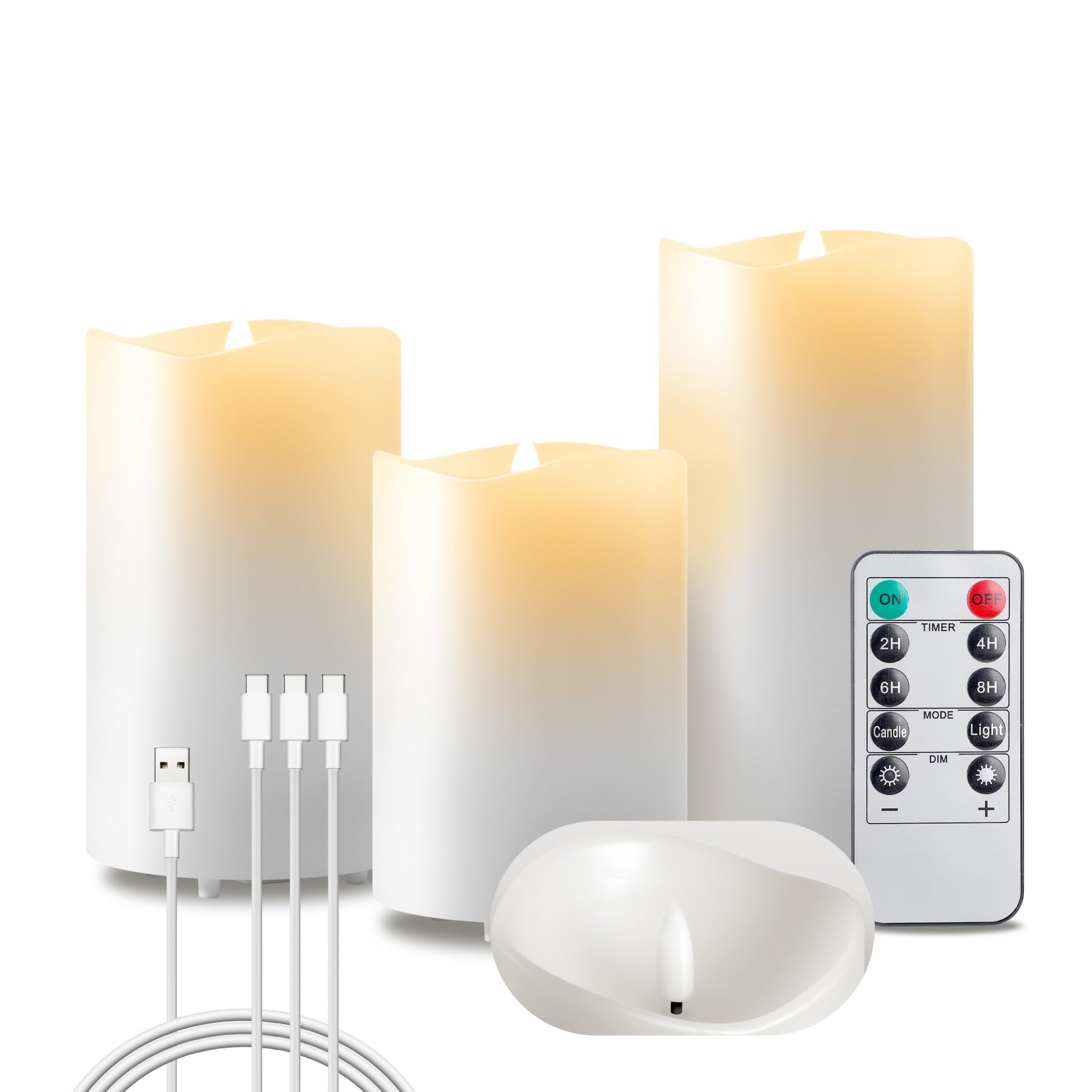 EXTSUD 23.5 cm x 10 cm LED Candles with Remote Control, Splash-proof LED Candles with Timer, Flickering Flame, Electric Candles, Battery, Outdoor Pillar Candles ⟮Long Lasting 500 Hours, Pack of 1⟯