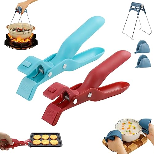 Pinzas para placa caliente, pinzas de agarre para placa caliente, clip multifuncional antiquemaduras, soporte grueso antideslizante para platos