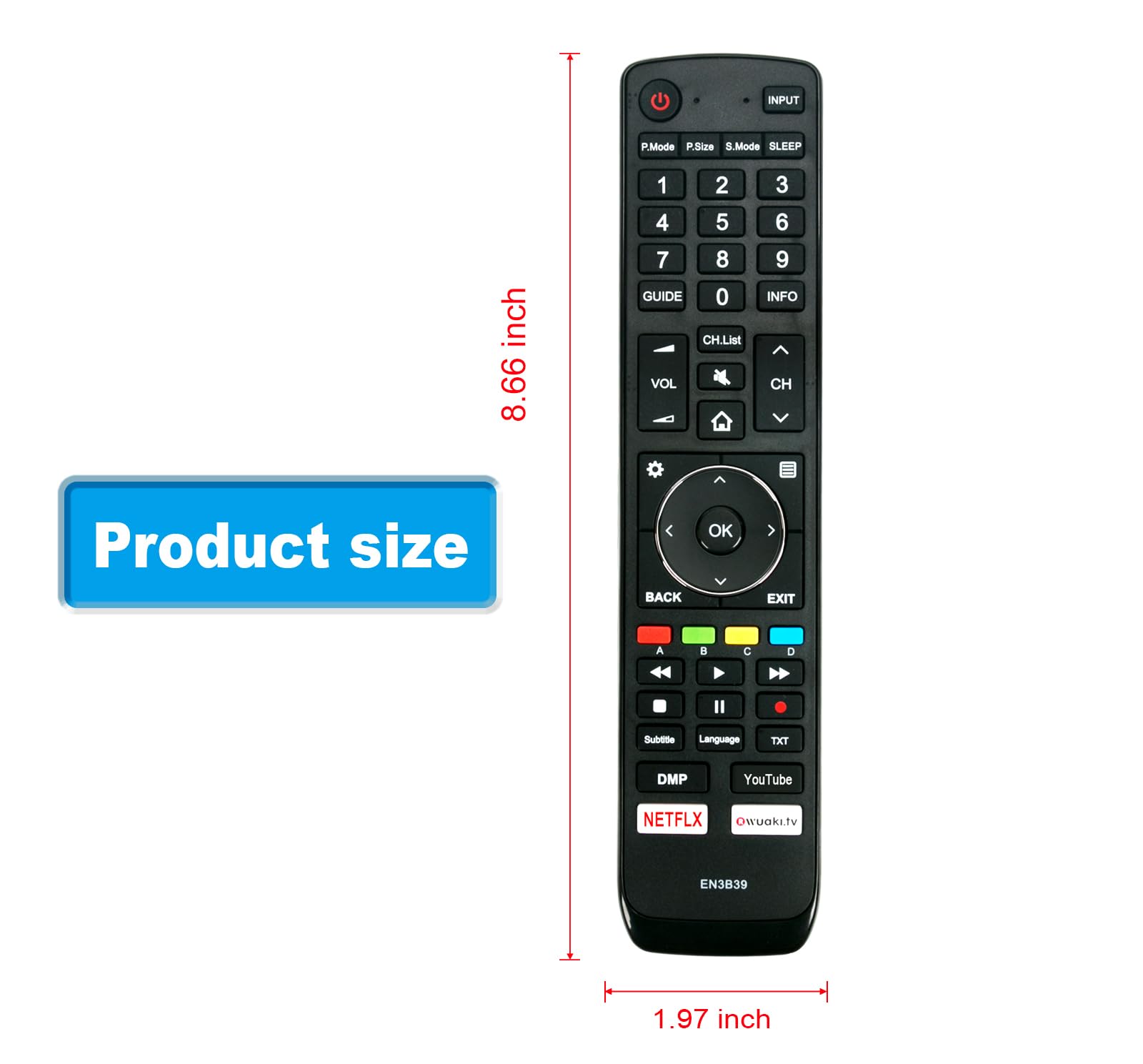 EN3D39 Mando A Distancia De Repuesto - VINABTY Reemplace Control Remoto Para Hisense TV H70NU9700 H55NU8700 H75N6800 H50N5900 H45N5750 H65N6800 H65NU8700 H55N6800 H50N6800 H60N3500 H65N5750 Controller