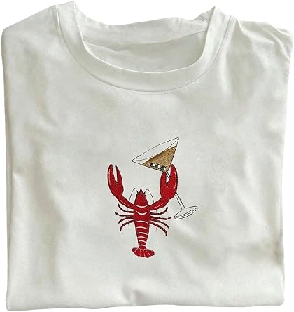 RoseSeek Womens Cute Embroidered Tops Crew Neck Short Sleeve T Shirts