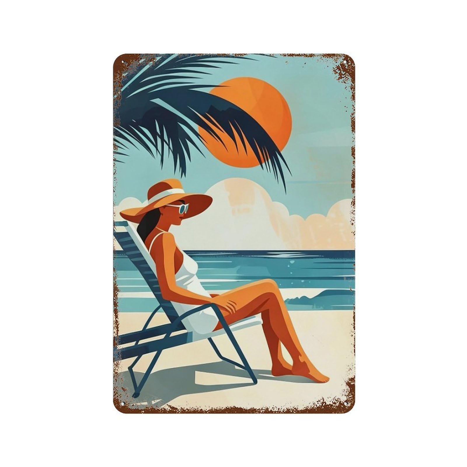WUJHGRSG Tropic Sun Lounger 03 Wall Art Retro Iron Vintage Metal Tin Sign Poster Modern Decor for Home Cofffee Club Bar Shop Style 30x20cm