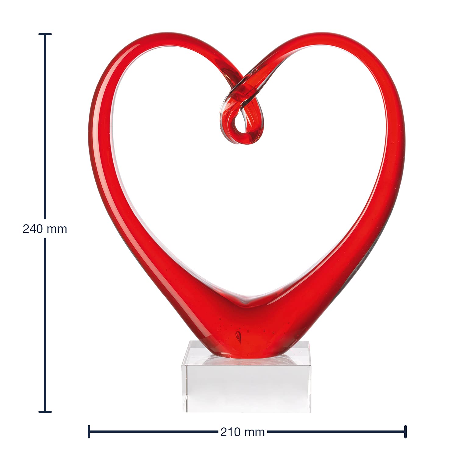 Leonardo Heart rzeźba czerwona, szer./wys./głęb.: 21/24/8 cm, ręcznie wykonane kolorowe szkło, 090871