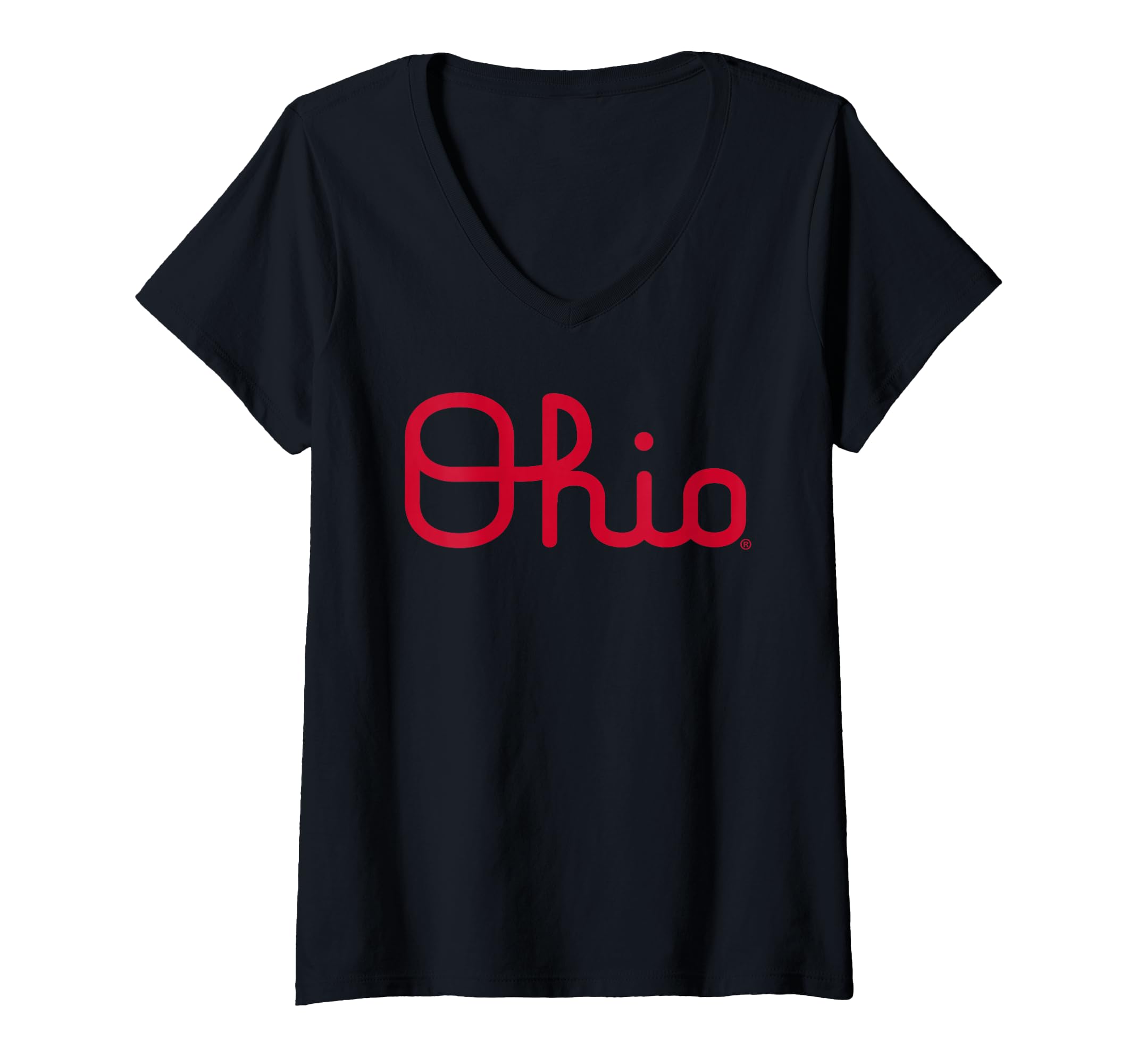 Womens Ohio State Buckeyes Womens Curisive Logo Black V-Neck T-Shirt