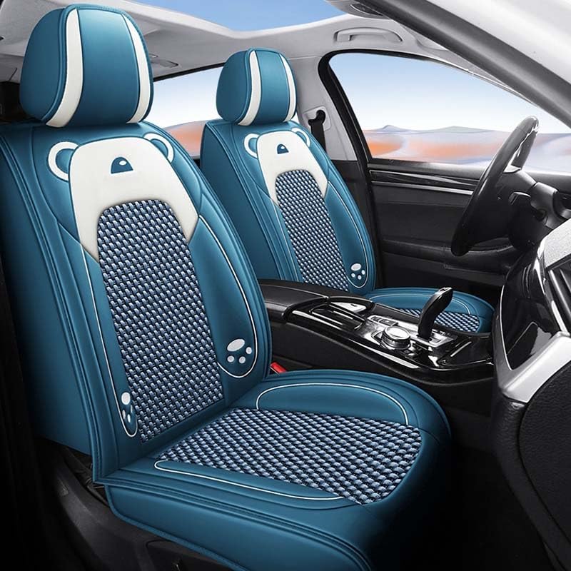 Housse de siège voiture universelle en cuir PU bleu ciel complet