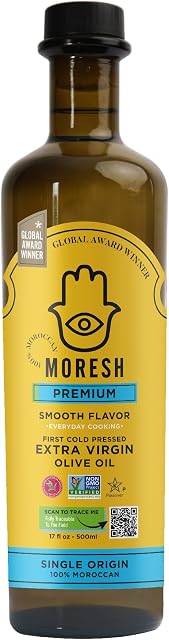 Moresh Moroccan Huile d'olive extra vierge lisse 500 ML Bouteille en verre foncé (17 (En milliers de dollars des États-Unis - paquet de 1