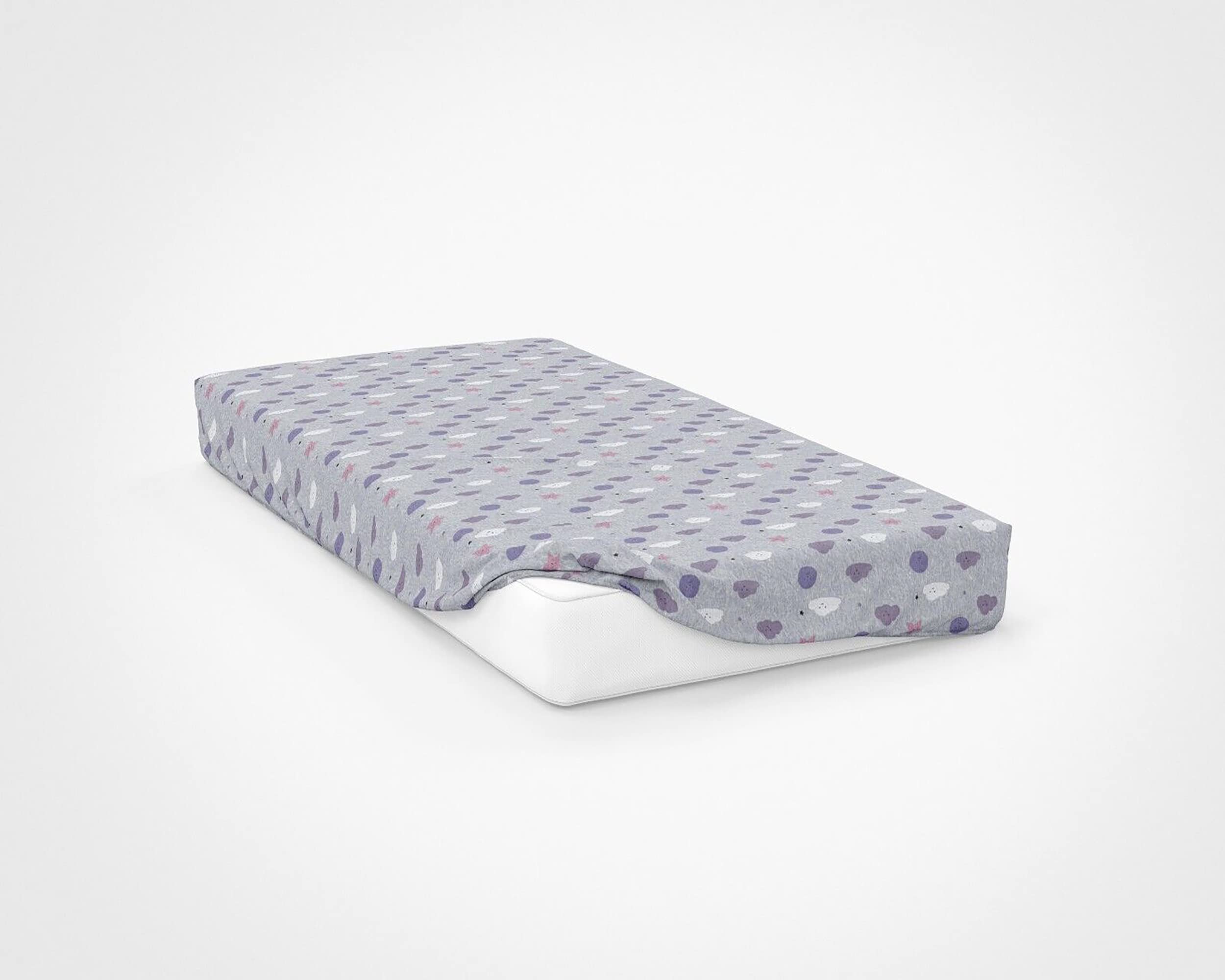 NightComfort 100% Jersey Cotton Knitted Cot Bed Fitted Sheet Mattress Cover, Clouds, 140xm x 70cm (Cot Bed Size) โ image 1