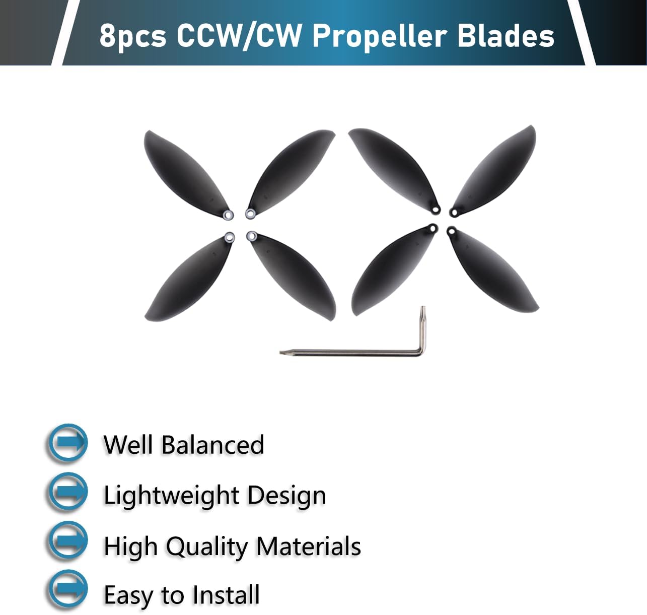 8pcs CCW/CW Propeller Blades Props Replacemet Drone Propeller Blades Props for Parrot Anafi Drone RC Quadcopter Accessory