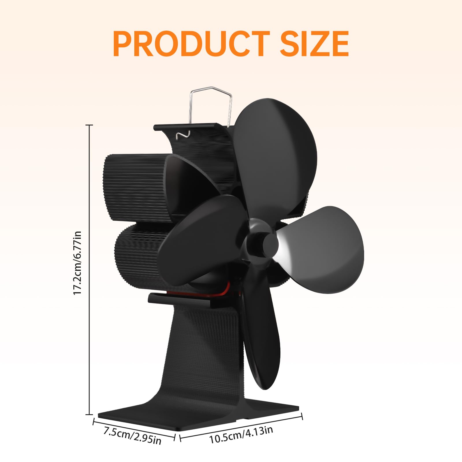 Ventilatore per Stufa a Legna a 4 Pale Alimentato a Calore, Ventilatore Termico Non Elettrico per Stufa a Legna, Camino con Bruciatore a Legna, con Protezione dal Surriscaldamento (Oro)