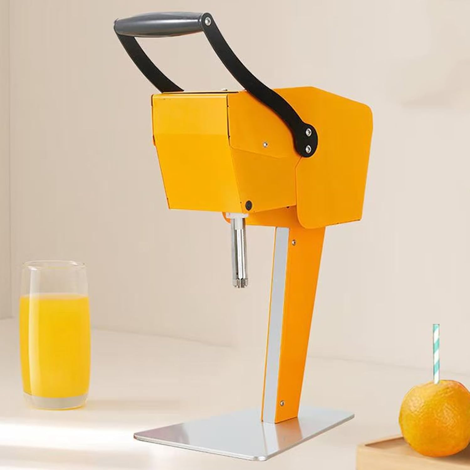 Electric Fresh Orange Juice Machine, Fresh Citrus Juicer Machine with Knife Head and Corer, Fast 10S Juicing & Direct Drinking, Ideal for Juicing Oranges, Pineapples, Watermelon