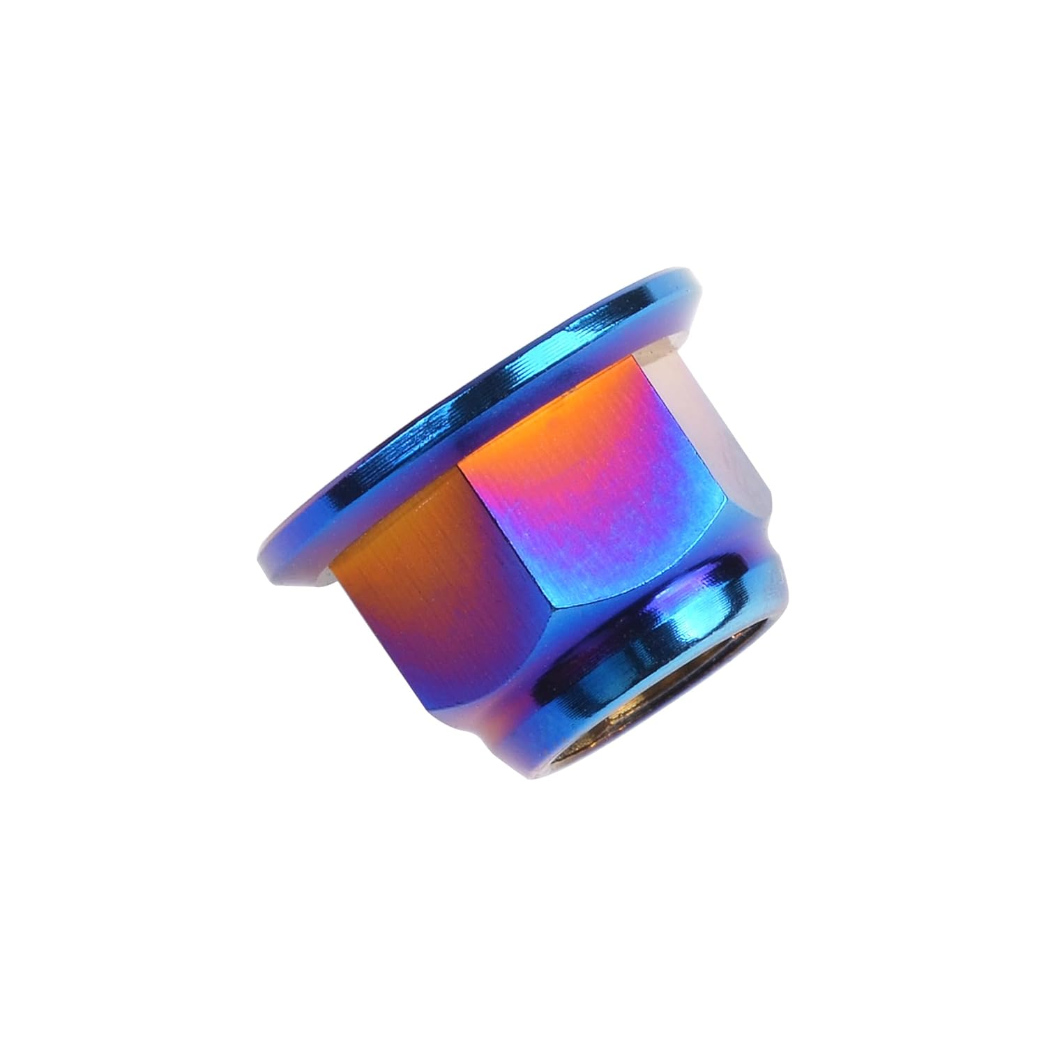 Titanium Flanged Metal Lock Nut M6 M8 M10 M12 for Motorcycle Cars Pack of 6 (M6 Pitch 1.0mm, Burning Blue)