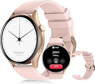 ساعة ذكية ZW10-AMD 1.43 بوصة للرجال بخاصية مراقبة ساعات النوم وتذكير بالإشعارات الإسلامية ومقاومة للماء بدرجة IP68 ومزودة بـ120 وضع رياضي ومكالمات بلوتوث ومتوافقة مع أجهزة iOS وأندرويد من بيجي (وردي)