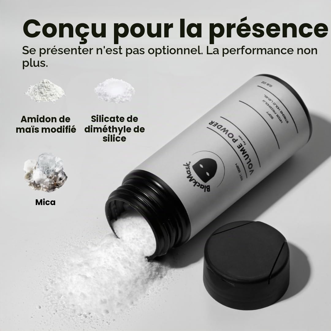 BlackMask Poudre Texturisante pour Hommes, Facile à Appliquer - Ajoute Instantanément Texture et Volume, Ingrédients Tout Naturels, Tenue Forte, Poudre pour Cheveux pour Hommes