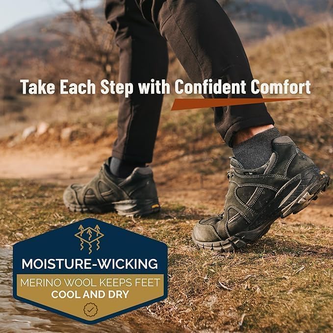 Merino Wool Five Toe Socks for Men and Women, 2 Pair, Moisture Wicking Athletic, Running, Ankle Height4