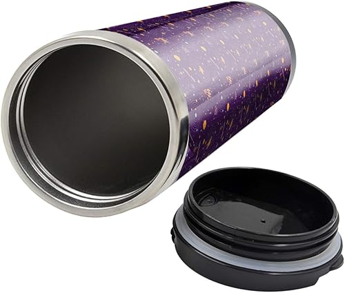 Miniatura 3 de Ambesonne Taza de viaje espacial, OVNIS, planetas, estrellas, ilustraciones en estilo de dibujos animados, ciencia de naves espaciales, taza térmica