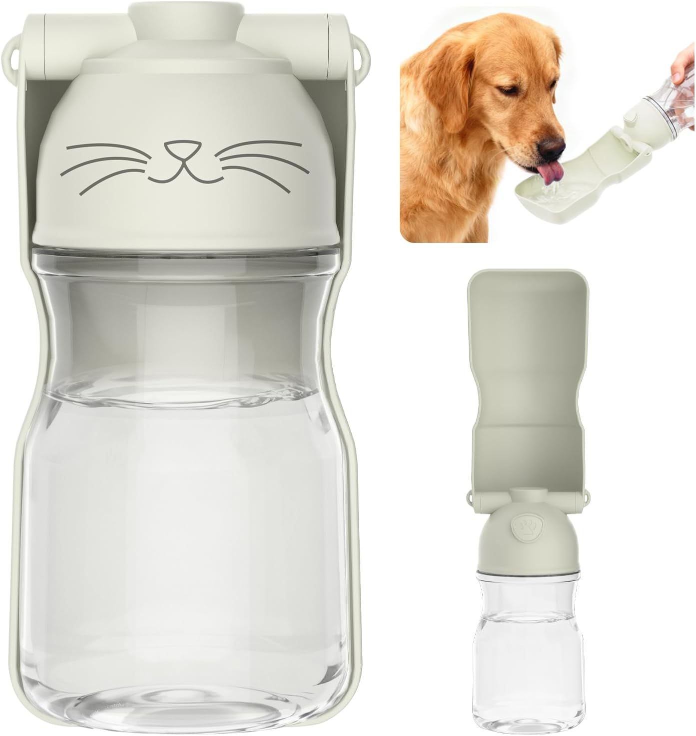 Amerisun Dog Water Bottle, 16.9 OZ Collapsible Leak-Proof Pet Water Bowl | Collapsible Water Bottle,Suitable for Dog, Cat, Puppy, Guinea Pig, Hamster & Bunny. Ideal for Walking, Hiking (A012B-Green)