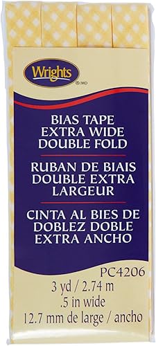 Miniatura 13 de Wrights Cinta al bies extra ancha de doble pliegue de 12 pulgada para acolchar y coser, 27 yardas en total, color amarillo, 9 piezas