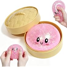 3.2" Glitter Dumpling Squishy Toy Set, Gel-Filled Squishy Toys with Beads,Big Sparkling Stress Relief Sensory, Cute Slow-Rise Desk Decor for Kids & Adults, Gift Collection.