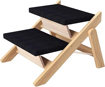 Foldable Dog Ramp, Anti-slip 2-in-1 Stairs, Portable Wooden Pet Ramp, Indoor Outdoor Pet Ramp, Stable Pet Step for Small and Medium Dogs and Cats, Suitable for Car Sofa High Bed Stairs