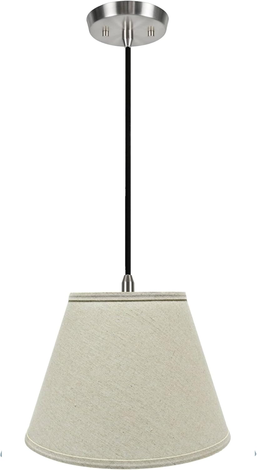 Aspen Creative Grey, 72681-11 One Hanging Pendant Ceiling Transitional Hardback Empire Fabric Lamp Shade, Light, 13" Width