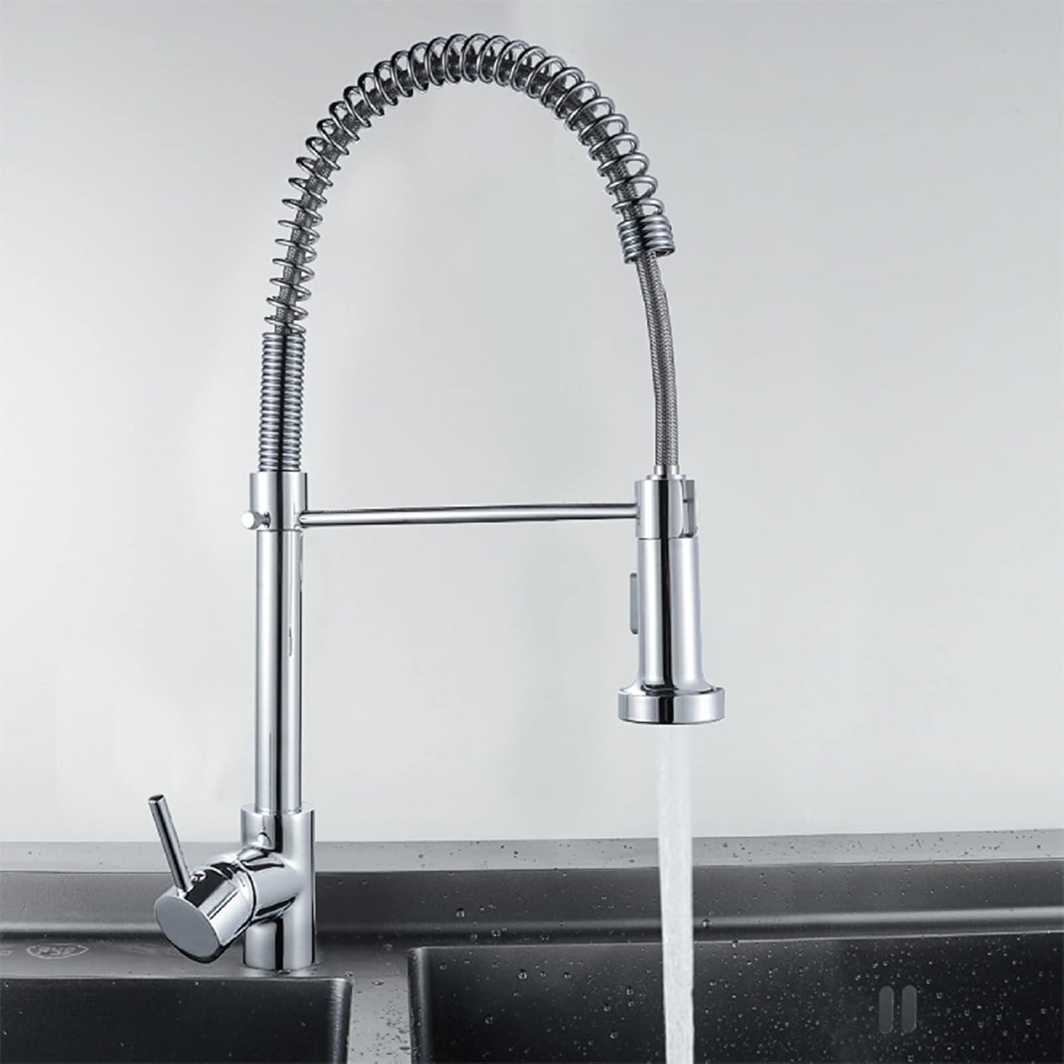 Commercial Kitchen Faucet with Pull Down Sprayer, RV Stainless Steel, Heavy Duty, Easy Clean, Adjustable Water Flow, Ideal for Home and Restaurant Use