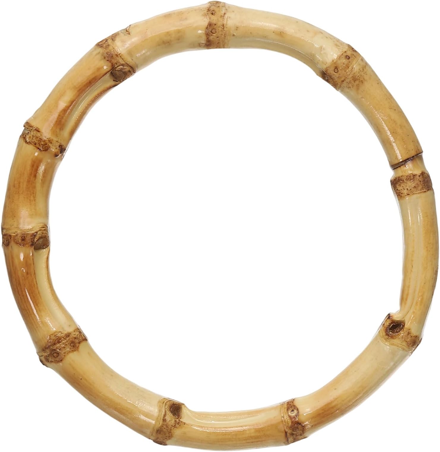 sourcing map Bamboo Purse Handle, 4 Inch Round Handmade Rings Holders, Decorative Replacement Handle for Tote Bag, DIY Beach Summer Bag, Handbag Making Decorations, (Light Brown)