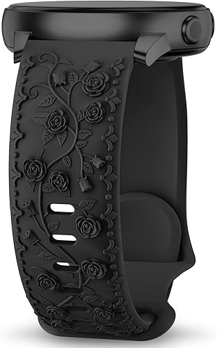 Correa deportiva de repuesto de silicona suave con grabado floral compatible con Samsung Galaxy Watch 654 de 1.575 pulgadas, 1.732 pulgadas, Galaxy
