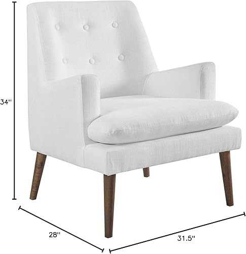 Miniatura 3 de Modway Leisure Mid-Century - Silla decorativa de tela tapizada moderna en color blanco