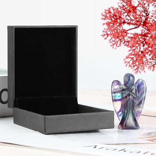 Miniatura 7 de Estatuas de ángel de cristal de ágata natural de 2 pulgadas para decoración del hogar, figuras de ángel de la guarda, ángel de la paz, ángel de