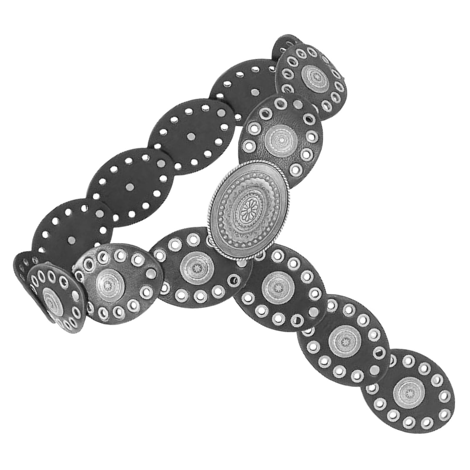VALICLUD Cintura Western da Donna Larga Rivetti a Disco in Lega e PU Cintura Cowgirl Vintage Boho Fibbie Regolabili Accessorio Country per Jeans e Abiti Stile Western