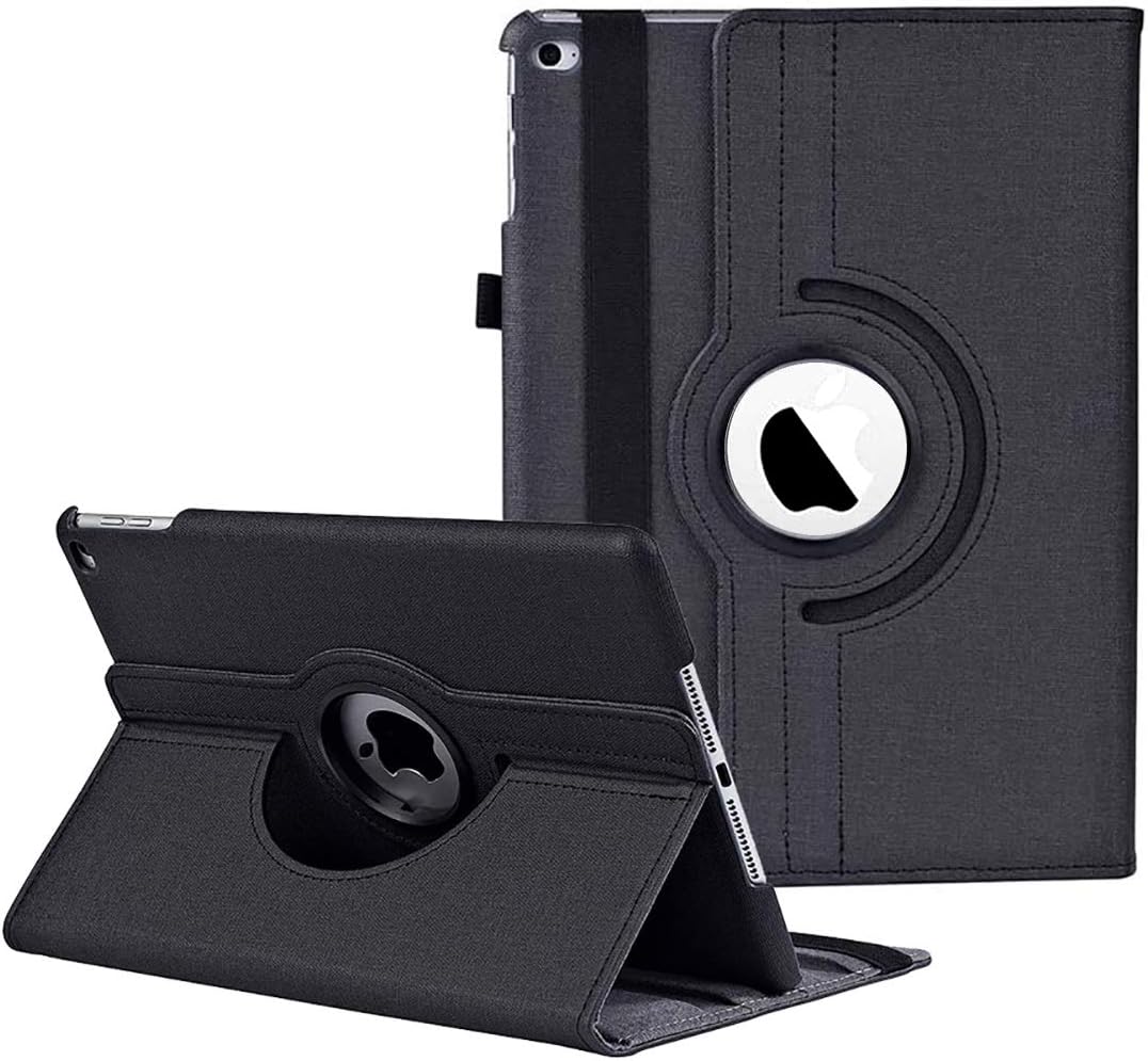 iPad Case for iPad 9.7 2018 2017 / iPad Air 2 / iPad Air - 360 Degree Rotating Stand Protective Cover with Auto Sleep Wake for iPad 9.7 inch (6th Gen 5th Gen) iPad Air 2 / iPad Air (NZW9.7-Black)