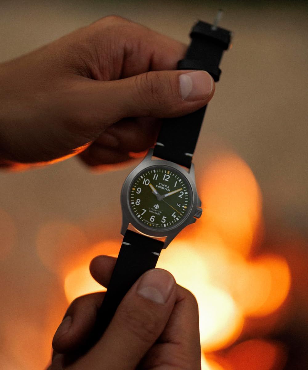 Timex Men's Expedition Titanium 38mm Leather Strap Watch