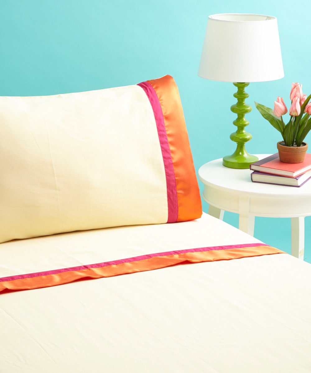 Bacati Tangerine Orange & Fuschia Full Sheet Set