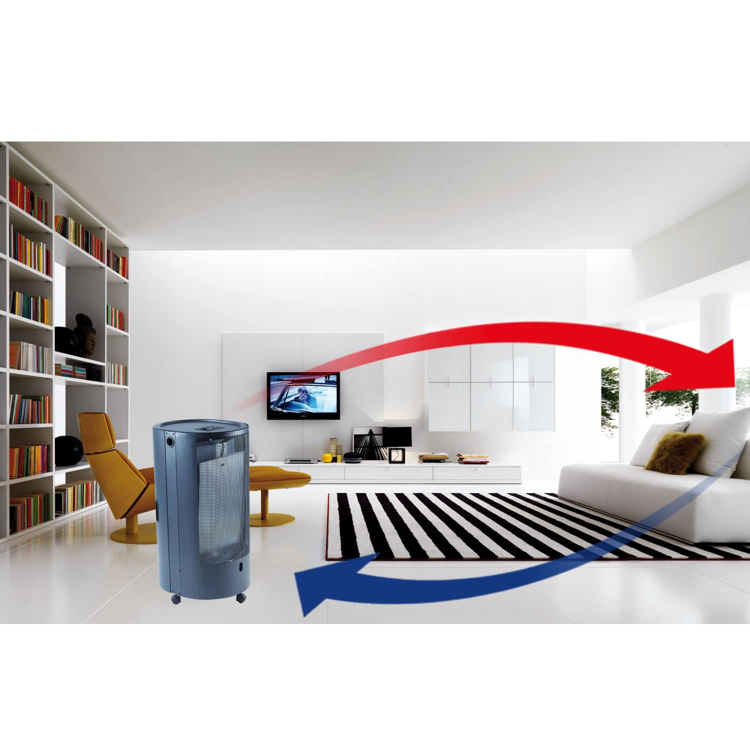 Marvin Stufa A Gas Gpl Portatile Vano Porta Bombola Potenza 4.2 Kw Riscaldante 5 Ruote con Accensione Piezo Elettrica Dispositivo di Sicurezza e Controllo Fiamma e Livello Ossigeno (Nero)