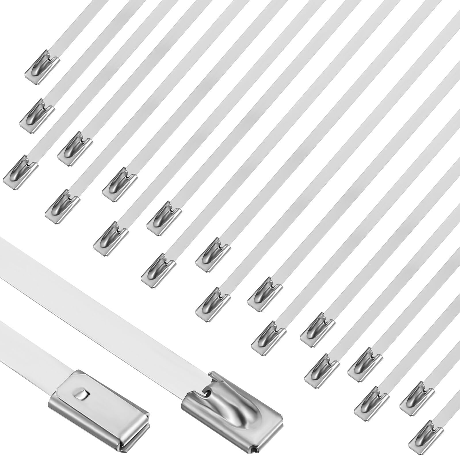 200 pezzi Fascette in Acciaio Inossidabile da Autobloccanti Heavy Duty Resistente Strappo Multiuso per Tubi Cavi Macchinari e Recinzioni