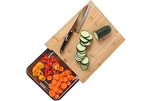 Lily's Home Mess-Free Bamboo Cutting Board With Slide Out Drawer, Large