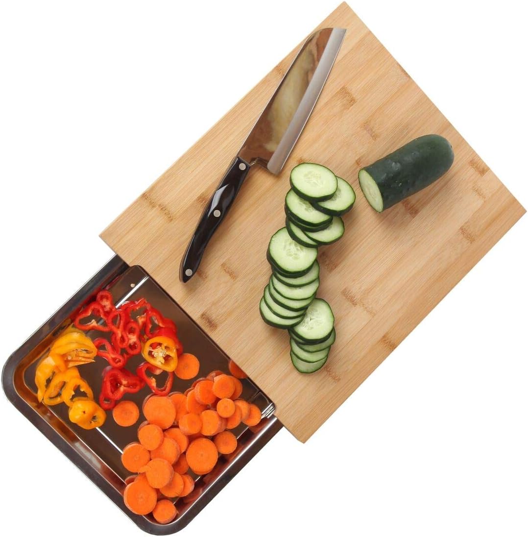 Cutting Board with Containers Organic Acacia Wood Cutting Boards for Kitchen