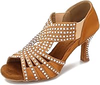 Vista 1 de Women Rhinestone Dance Shoes Ballroom Latin Salsa Bachata Performance Dance Dancing Shoes