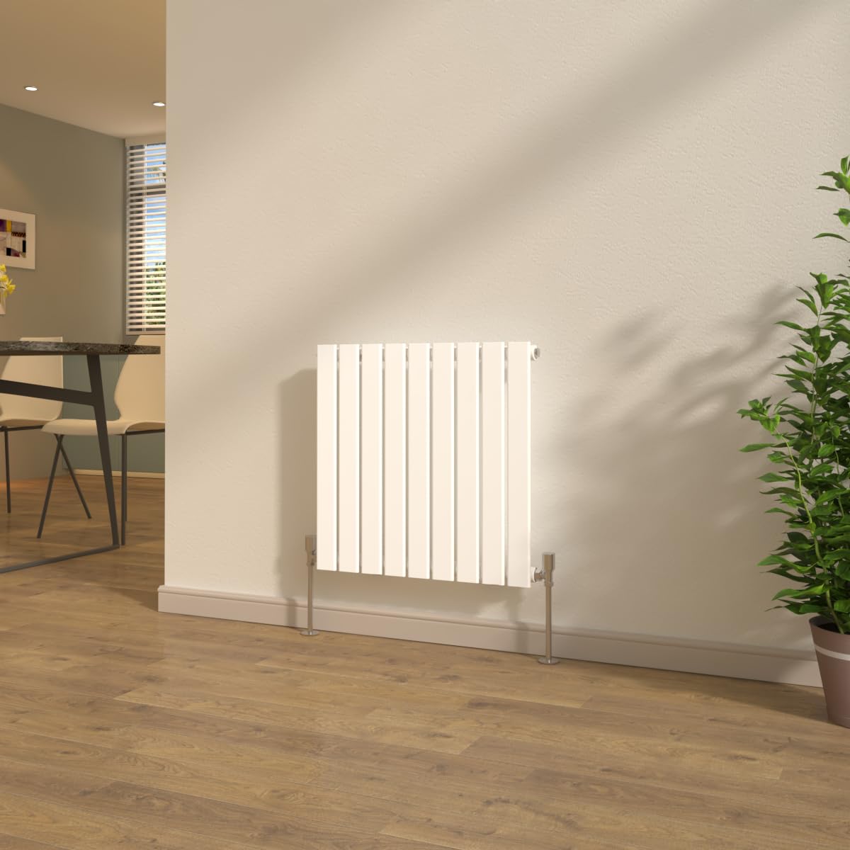 NRG 600x612mm Single Column Designer Radiator White with Valves