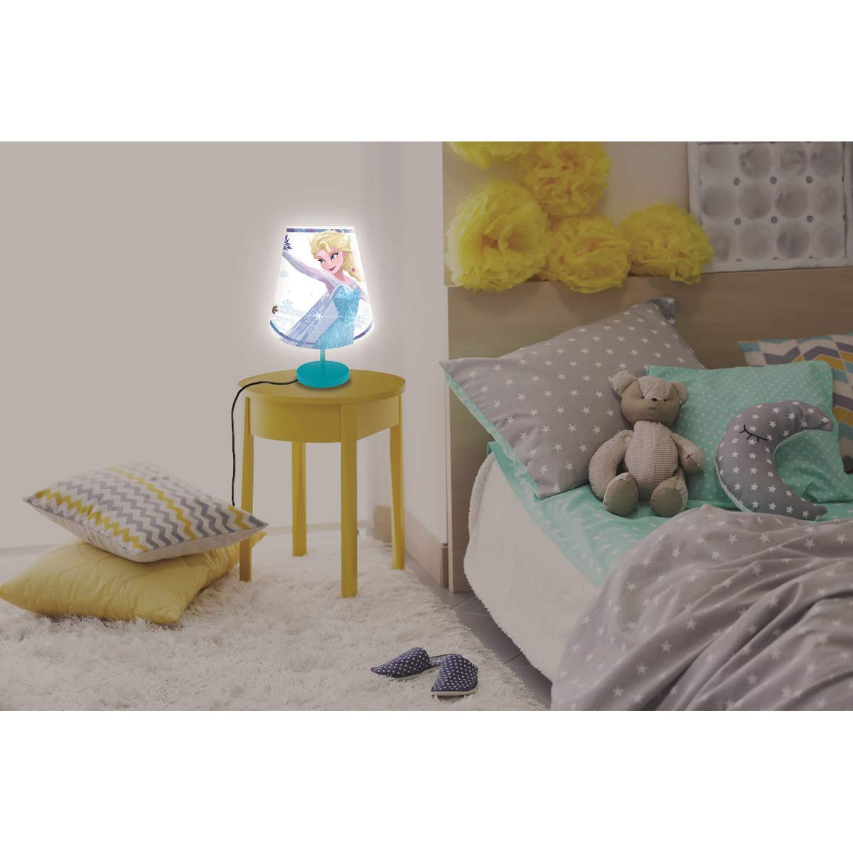 Lexibook Lampe de Chevet Frozen, Lumière Douce avec Abat-Jour Chambre Enfants, Décoration Lumineuse Couleur Ados Frozen Super-Héros - LTP010FZ