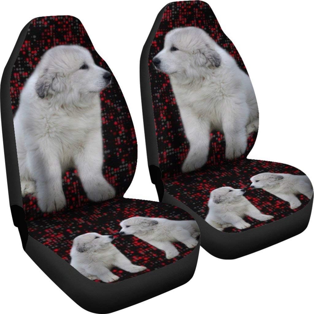 Great Pyrenees Dog with Red Dots Print Car Seat Coves