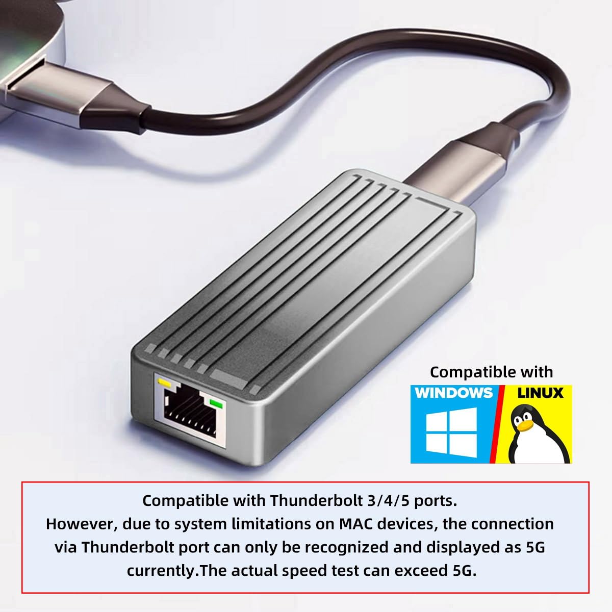 cablecc USB4 USB 3.2 Gen2 USB-C Type-C auf 10Gbps GBE Gigabit 10000Mbps 5Gbps 2.5Gbps Ethernet Netzwerk LAN Kabel Adapter RTL8159 für Desktop Laptop NAS