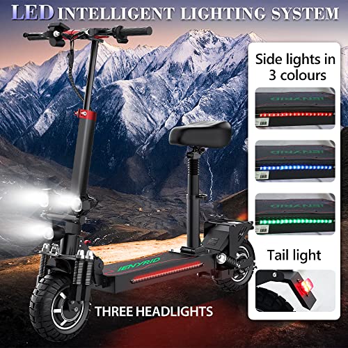 Electric Scooter, 2000W Dual Motor Electric Scooter For Adults, Folding Electric Scooter With Seat, 30Mph Max Speed, 37 Miles Long Range, 10" Inflatable Tires(Es10) #TOP7