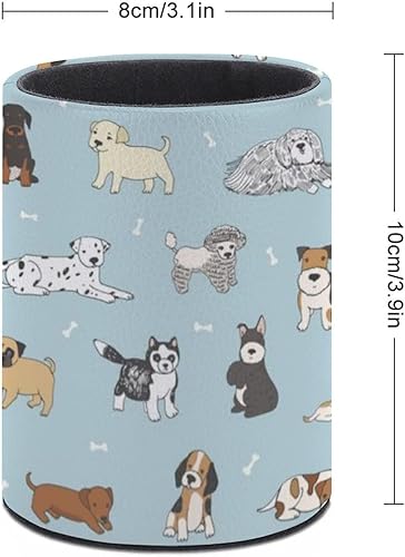 Miniatura 2 de XUWU Lindo cachorro perro lápiz titular organizador lindo lápiz taza escritorio decoración maquillaje cepillo soporte PU multifuncional oficina