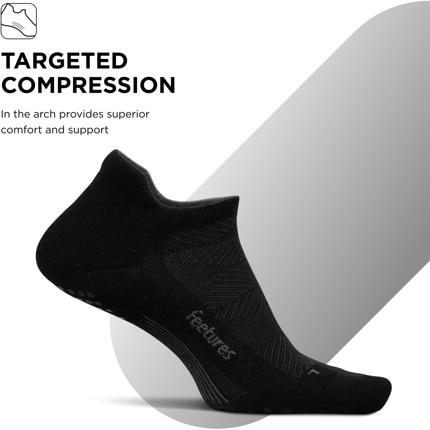 Feetures Elite Max Cushion Grip No Show Tab - Socks with Grippers for Barre, Pilates, Yoga & More - Grippy Socks