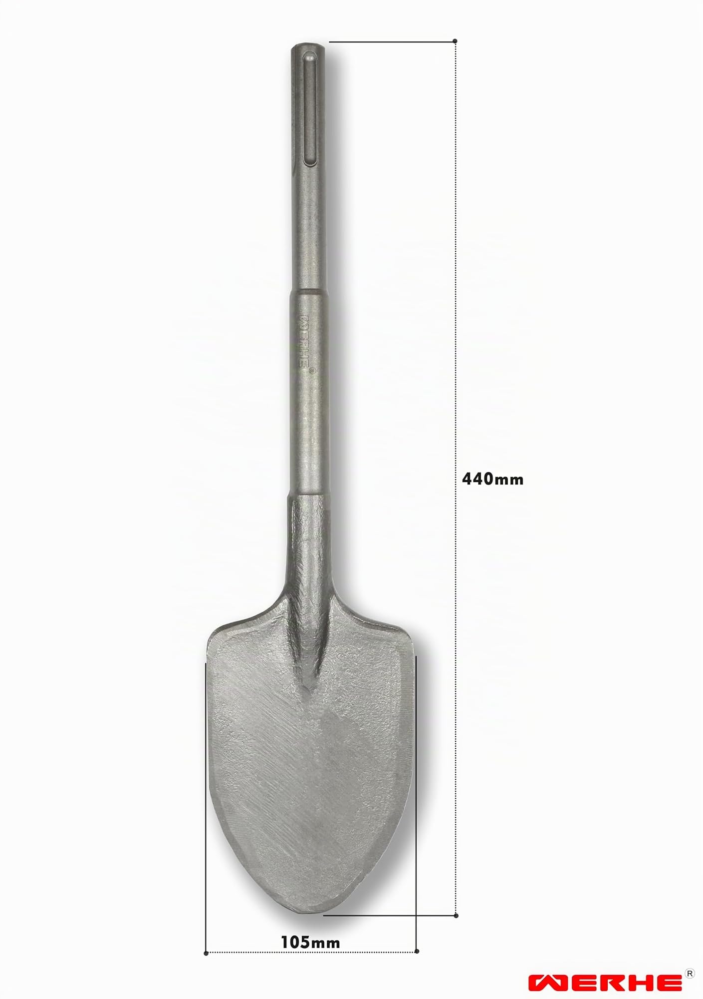 WERHE Burin Pointu et Pelle SDS Max 105 x 440 mm, Acier à Outils pour Béton
