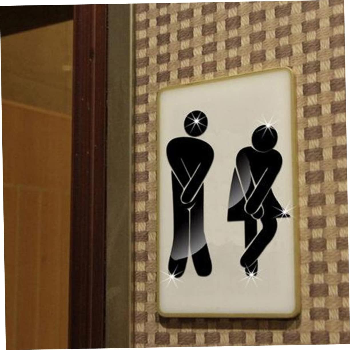 KOMBIUDA Toilet Wall Decor 2pcs Man Woman Wc Stickers 3D Plastic Wall Sticker for Restroom